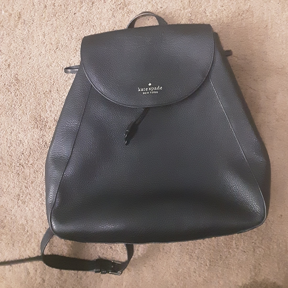 Kate Spade Black Leather Laptop Backpack